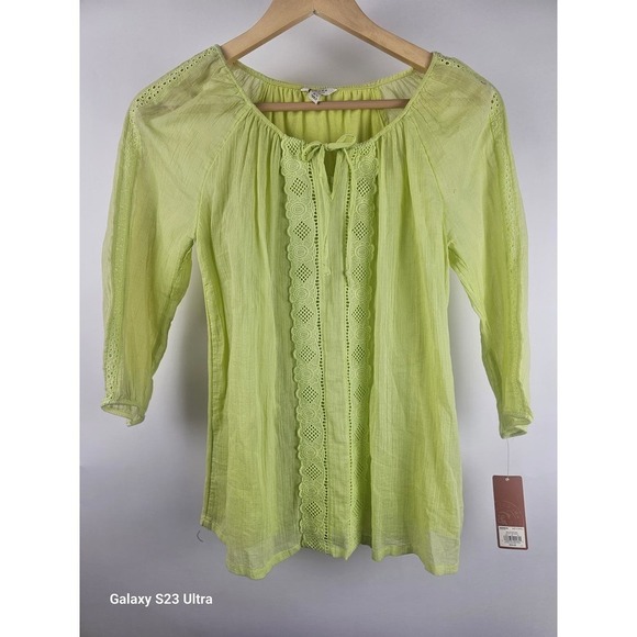 Women's,  Sonoma Lifestyle, 3/4 sleeve, szXS, peasant style NWT Neon green - Picture 1 of 6